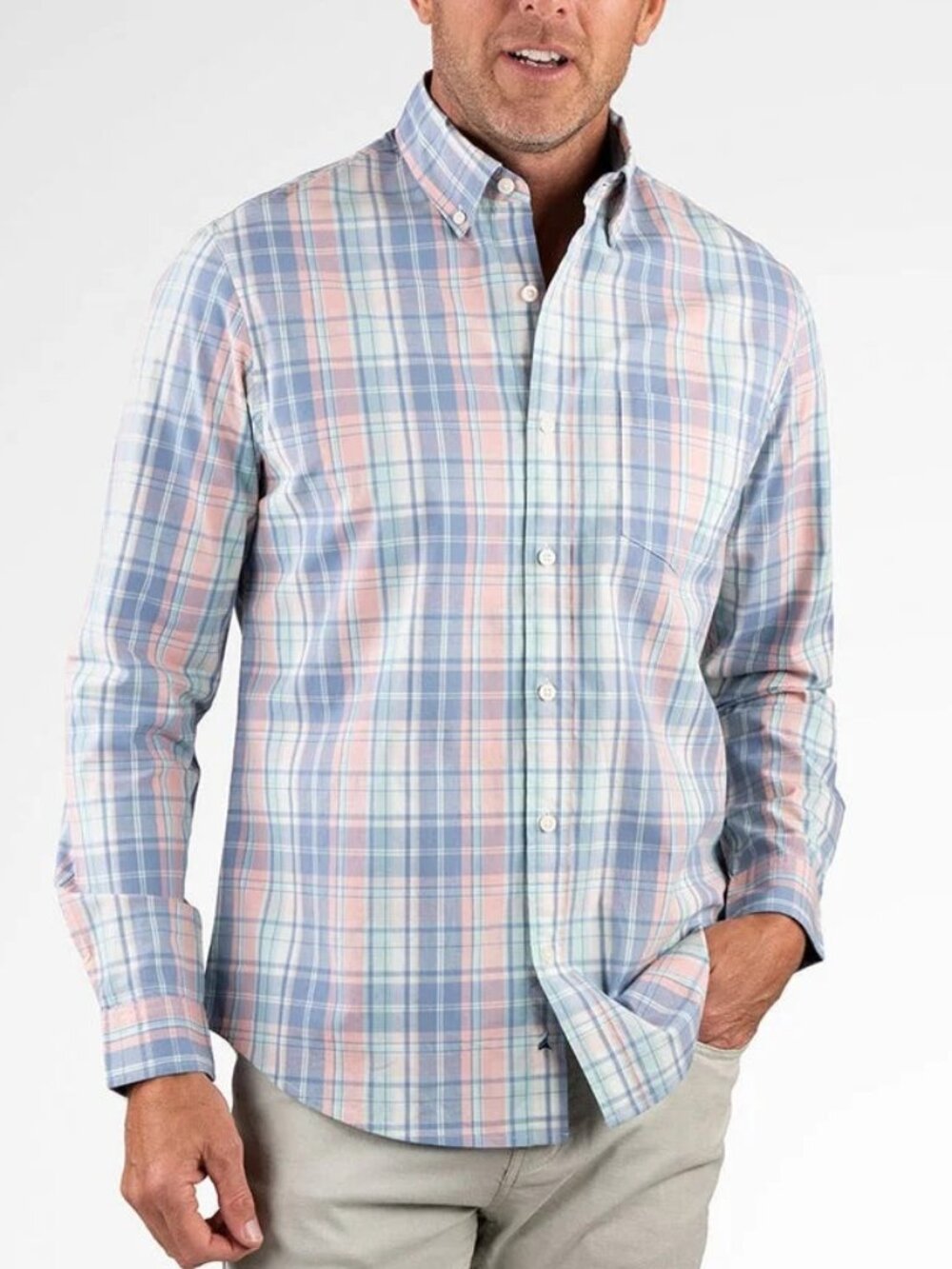 Tailor Vintage Multi Plaid Airotec Stretch Poplin Long Sleeve Shirt/18349